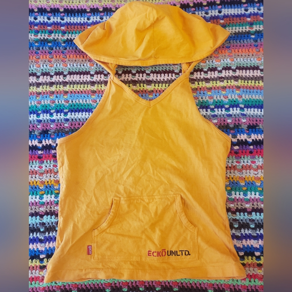 Y2k 90s Streetwear tank with hood